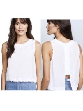 Cloth & Stone Bella Dahl Collab Anthropologie Fringe Button Back Tank Size M